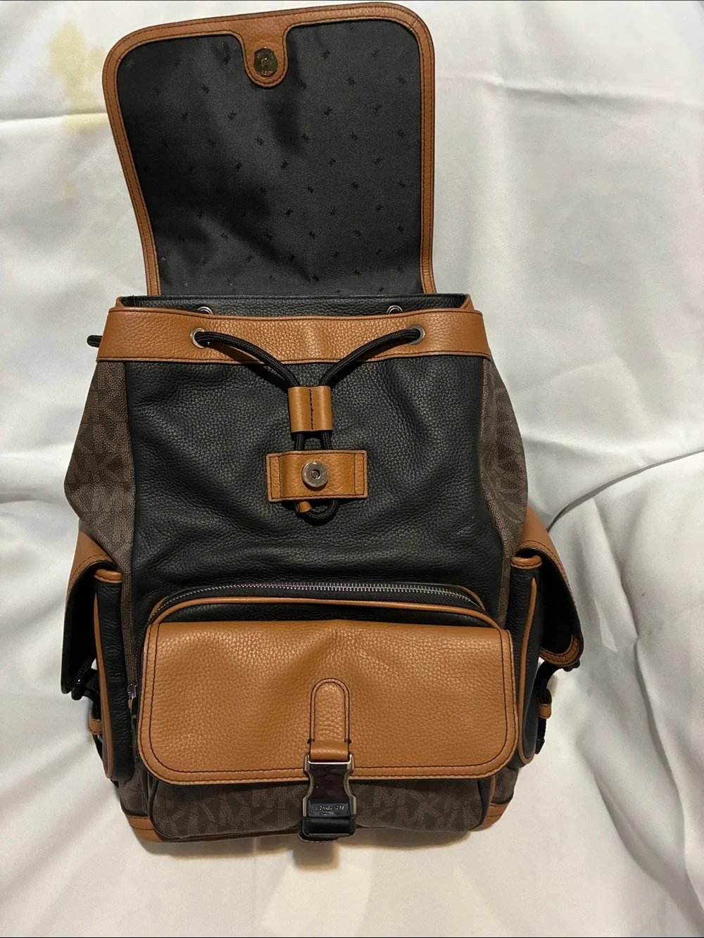 Men's Black and Brown Leather Backpack - Designer Style